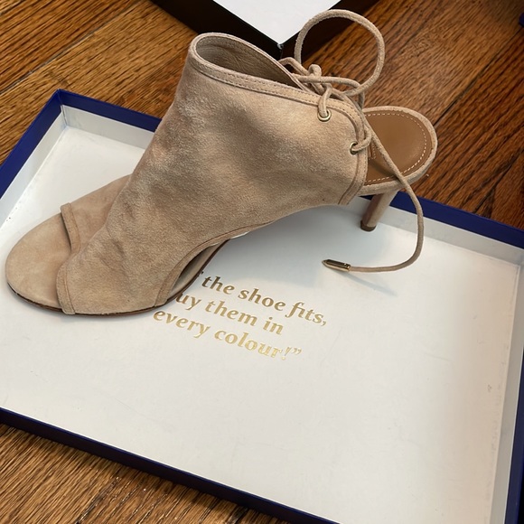 PRICE DROP ⬇️Aquazzura Bond 75 suede tie back nude sandal - Picture 3 of 5